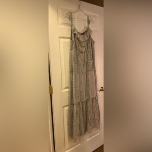 Relativity Grey lined sleeveless dress with ruffles